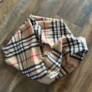 beige Plaid Infinity Scarf